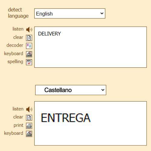 DELIVERY en castellano se dice ENTREGA
